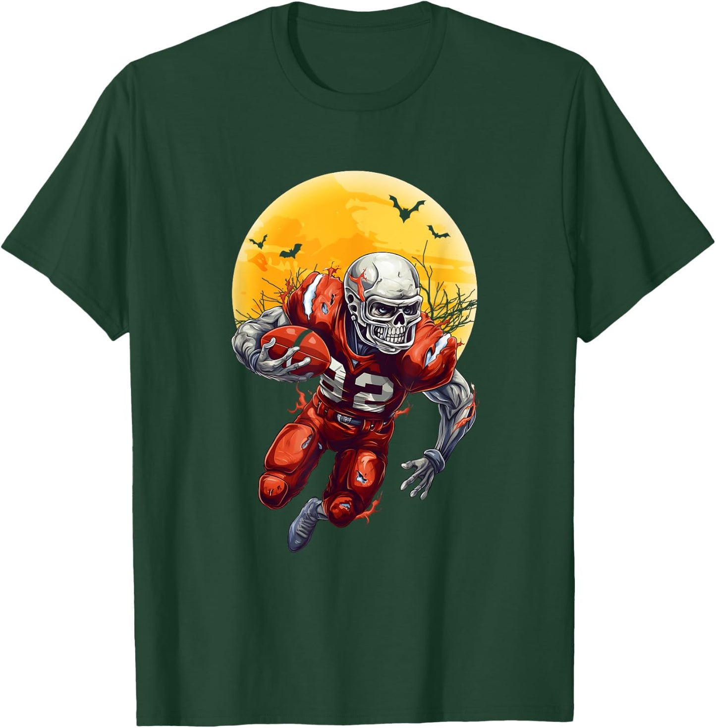 American Football Skeleton Halloween Shirt Football Fan T-Shirt - T-Shirt | Forest