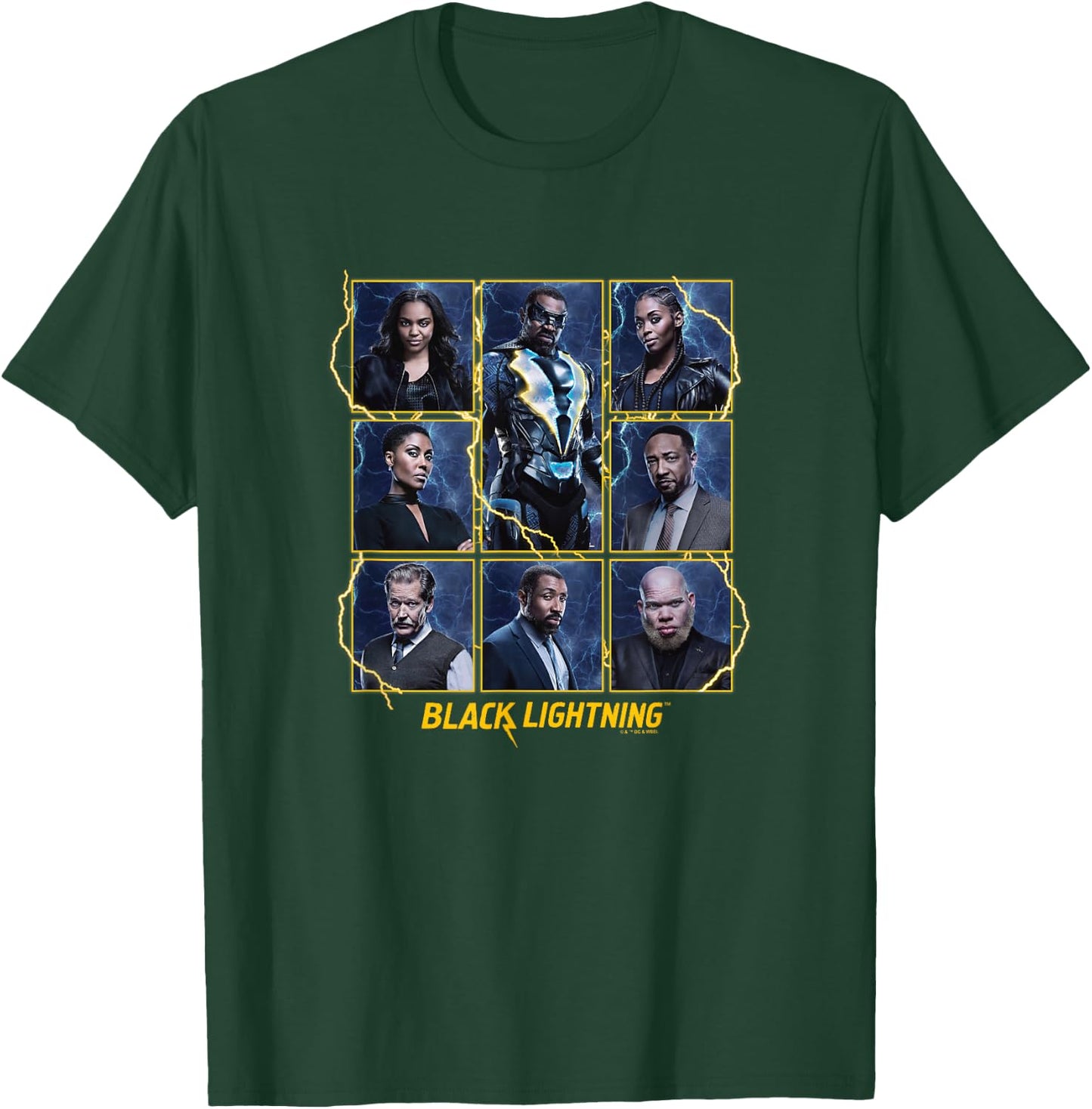 Black Lightning Super Hero Character Lightning Box Ups T-Shirt - T-Shirt | Forest