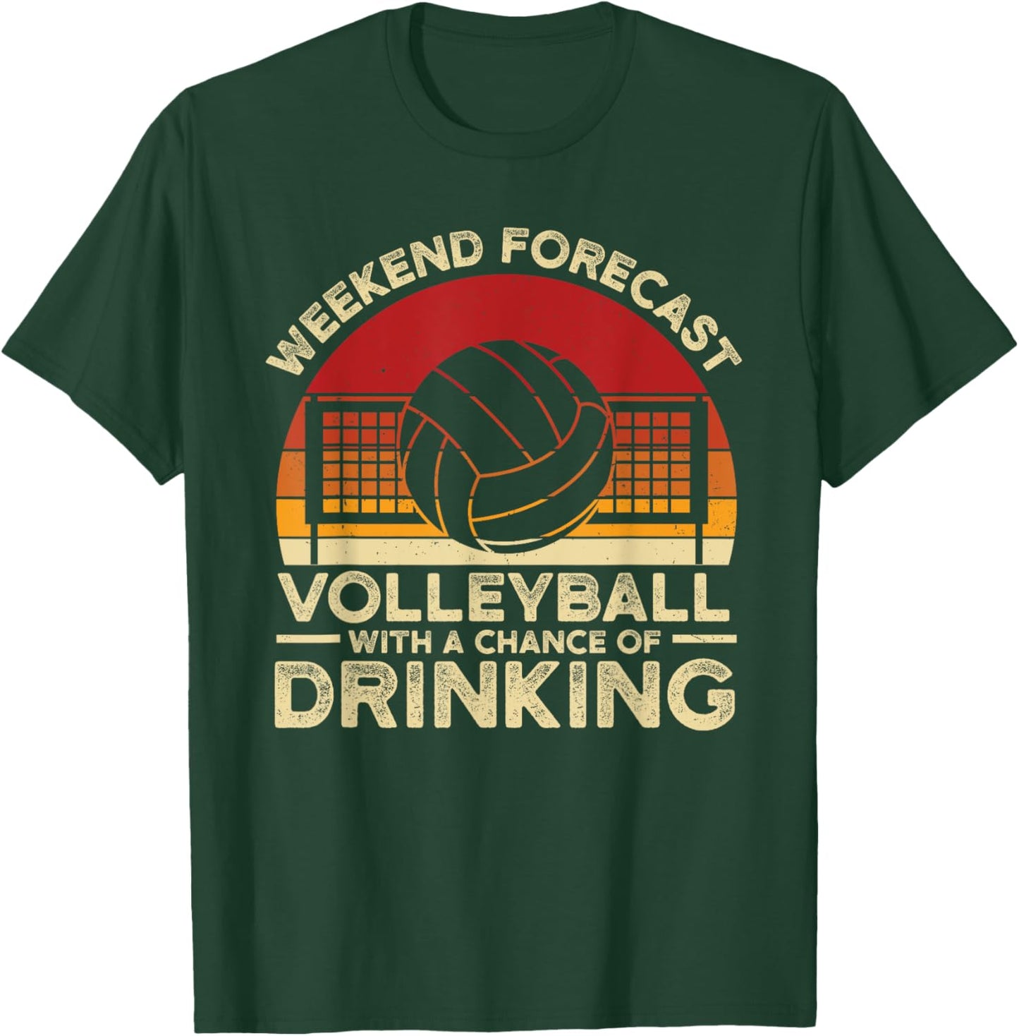 Funny Weekend Forecast Volleyball Retro Setter Vintage T-Shirt - T-Shirt | Forest