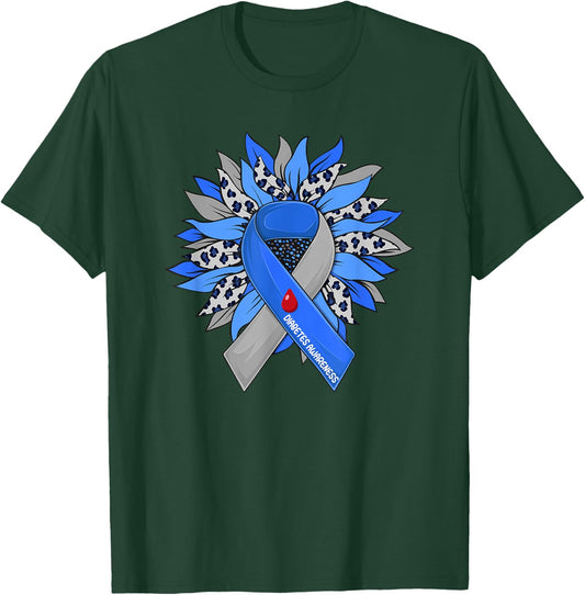 Diabetes Sunflower Type T1D T2D Diabetic Diabetes Awareness T-Shirt - T-Shirt | Forest