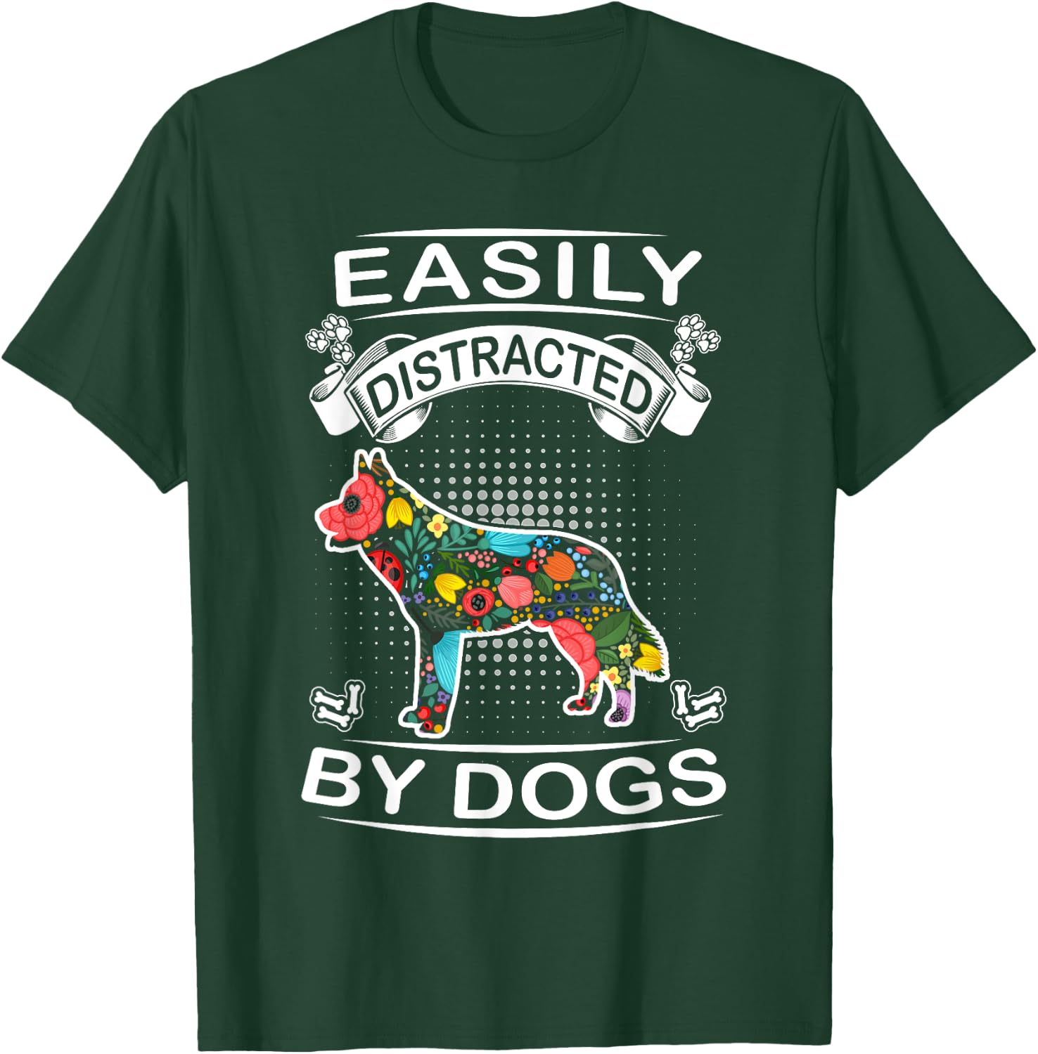 Easily Distracted By Dogs Siberian Husky Dog Lovers Puppy T-Shirt - T-Shirt | Forest