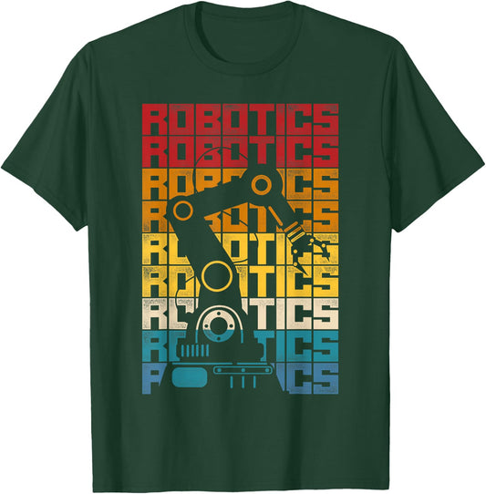Robot Robotics Engineer Retro Vintage Robotics T-Shirt - T-Shirt | Forest