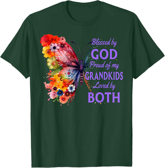 Blessed By God - Proud Of My Grandkids, Butterfly T-Shirt - T-Shirt | Forest