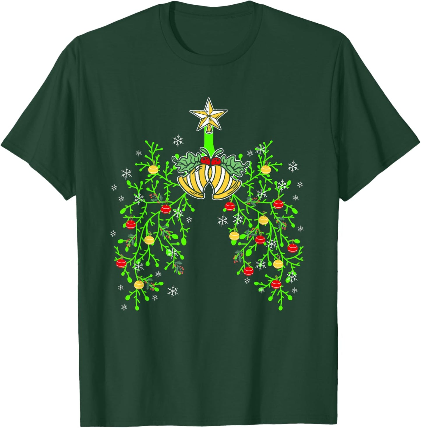 Respiratory Therapist RT Respiratory Therapy Lung Christmas T-Shirt - T-Shirt | Forest