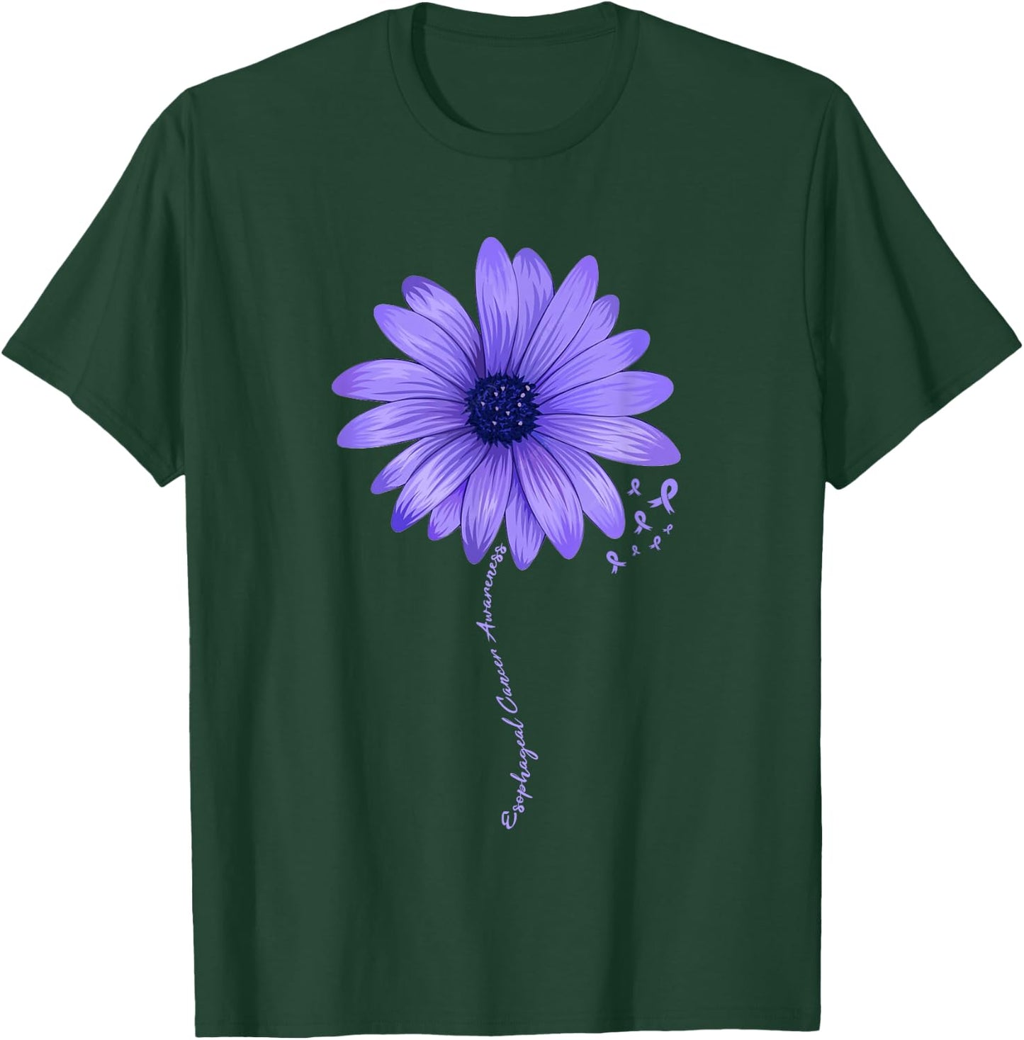 Esophageal Cancer Awareness Sunflower Periwinkle ribbon T-Shirt - T-Shirt | Forest