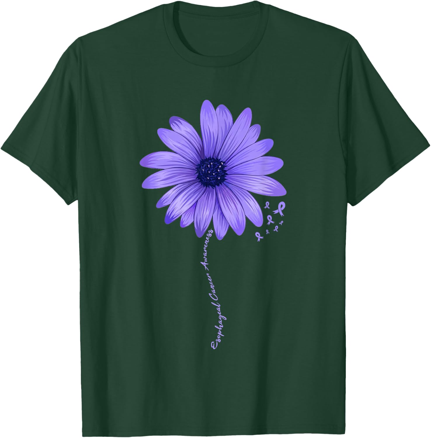 Esophageal Cancer Awareness Sunflower Periwinkle ribbon T-Shirt - T-Shirt | Forest