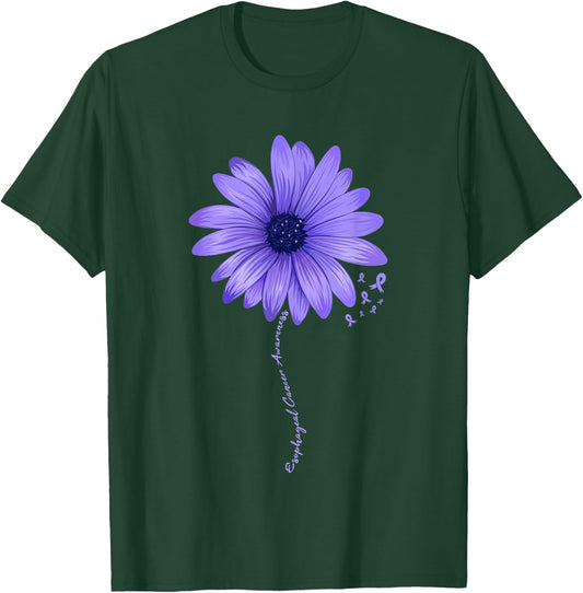 Esophageal Cancer Awareness Sunflower Periwinkle ribbon T-Shirt - T-Shirt | Forest