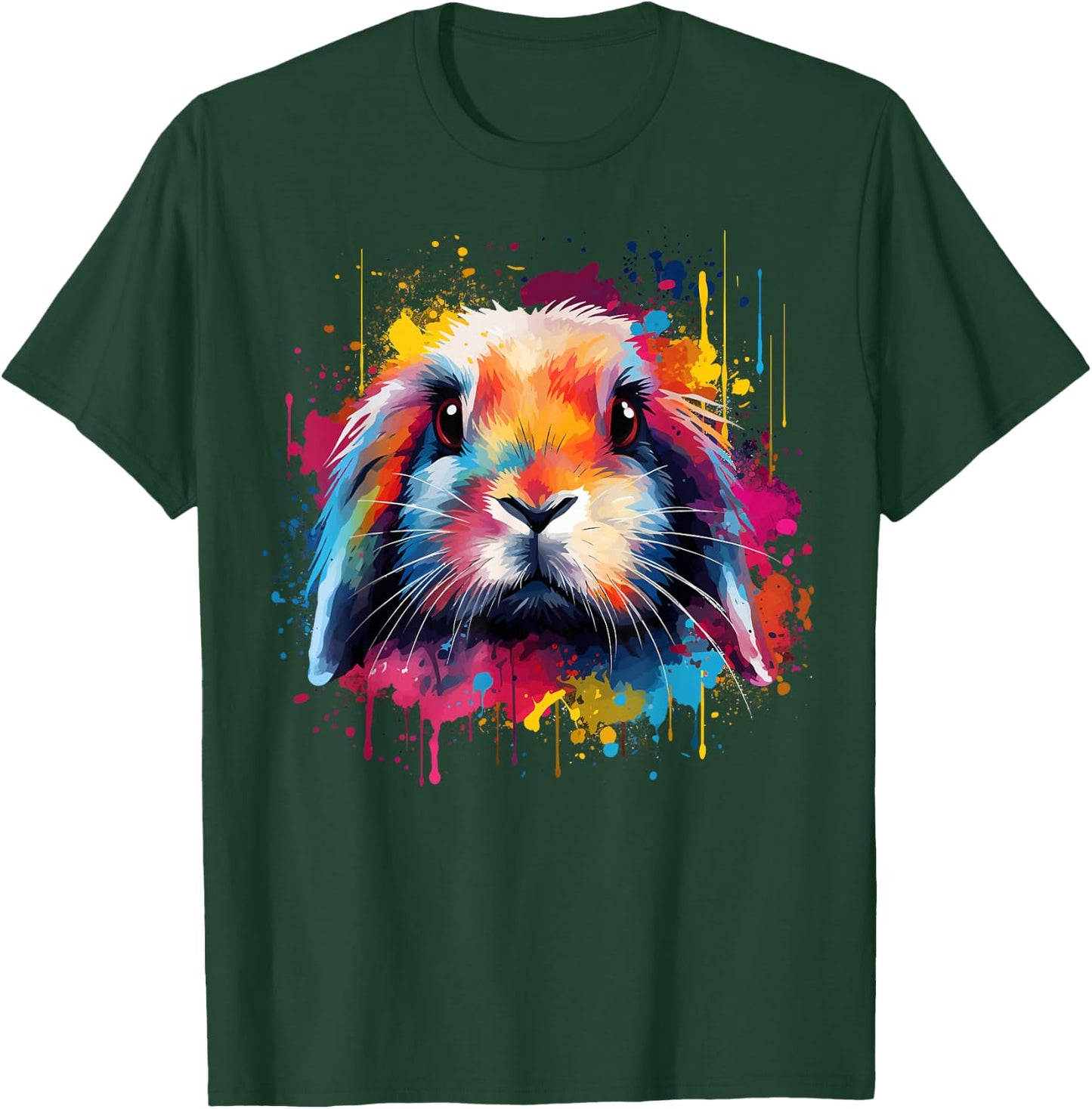 Cute Holland Lop Rabbit Lover Colorful Splash Art T-Shirt - T-Shirt | Forest