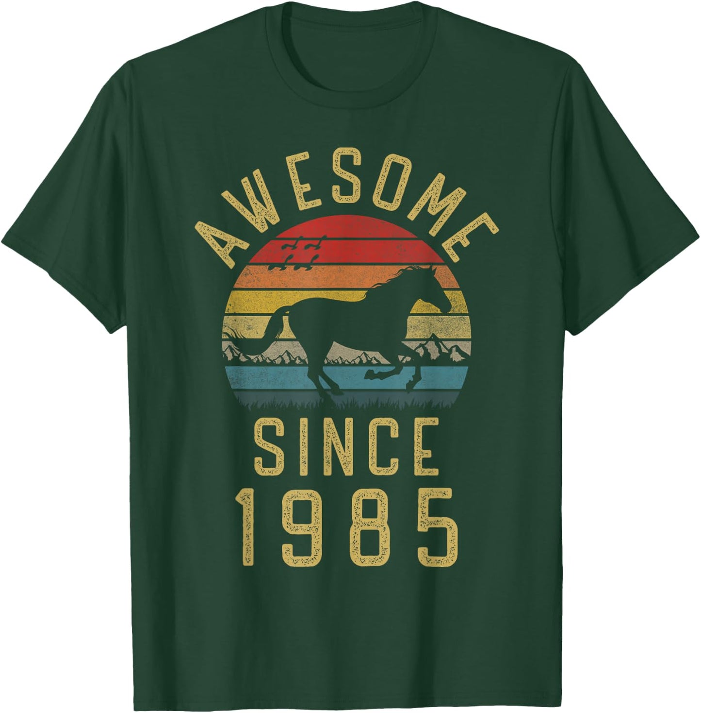 Vintage Horse Awesome Since 1985 Horses 36 years Birthday T-Shirt - T-Shirt | Forest