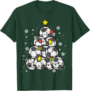 Soccer Christmas Tree Xmas Player Boys Girls Men Women Kids T-Shirt - T-Shirt | Forest