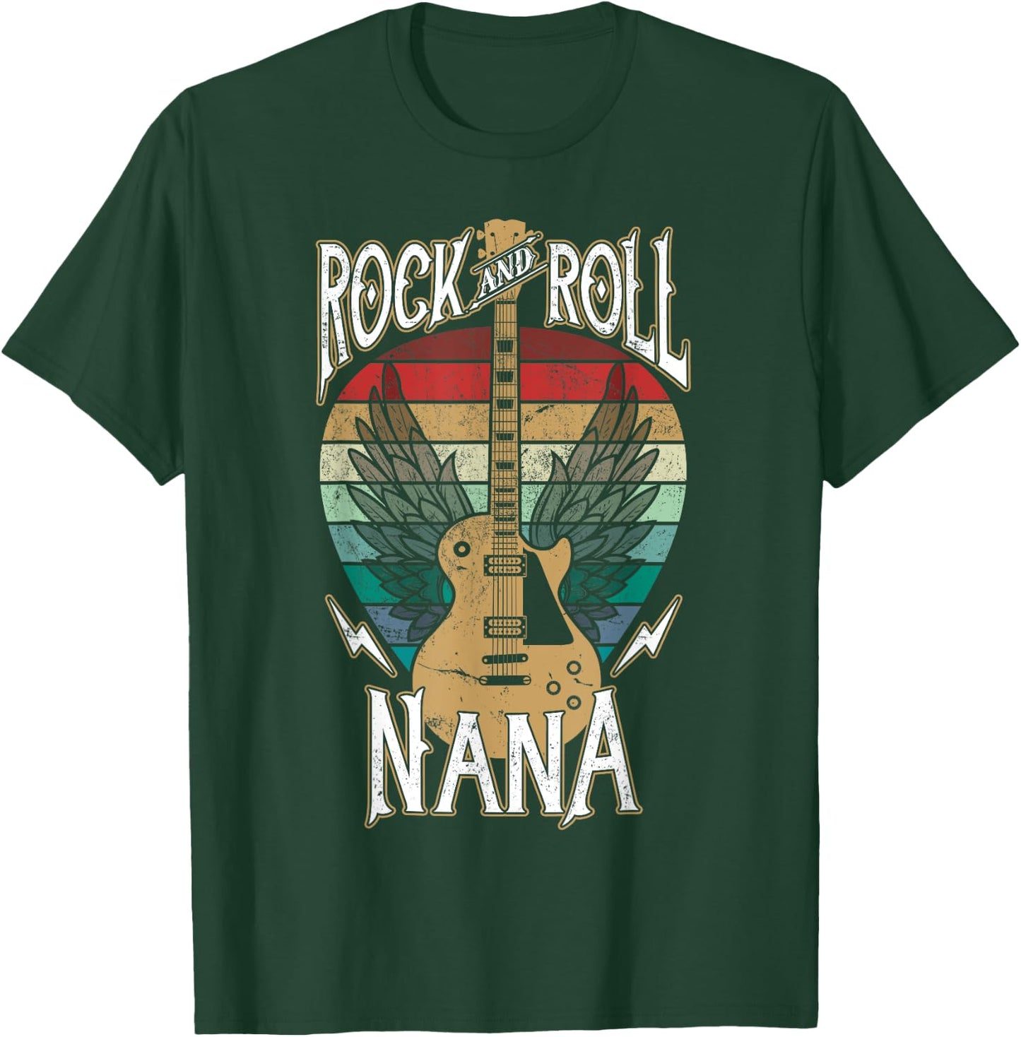 Rock n Roll Nana Vintage Guitar Player Music Lover T-Shirt - T-Shirt | Forest