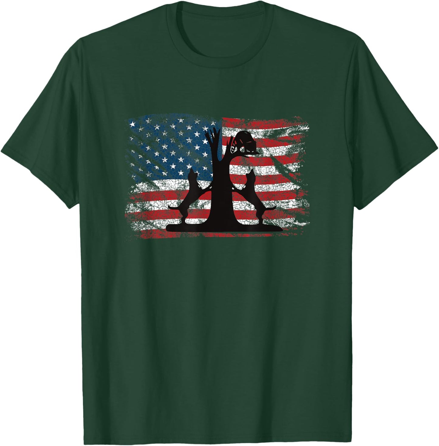 Patriotic Coon Hunting Dogs American Flag T-Shirt - T-Shirt | Forest