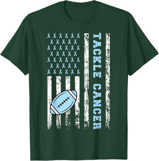 Tackle Football Light Blue Ribbon Prostate Cancer Awareness T-Shirt - T-Shirt | Forest