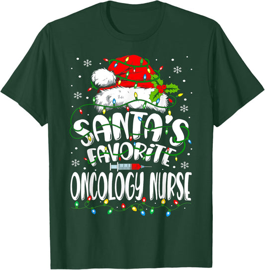 Santa Favorite Oncology Nurse Christmas Oncologist T-Shirt - T-Shirt | Forest