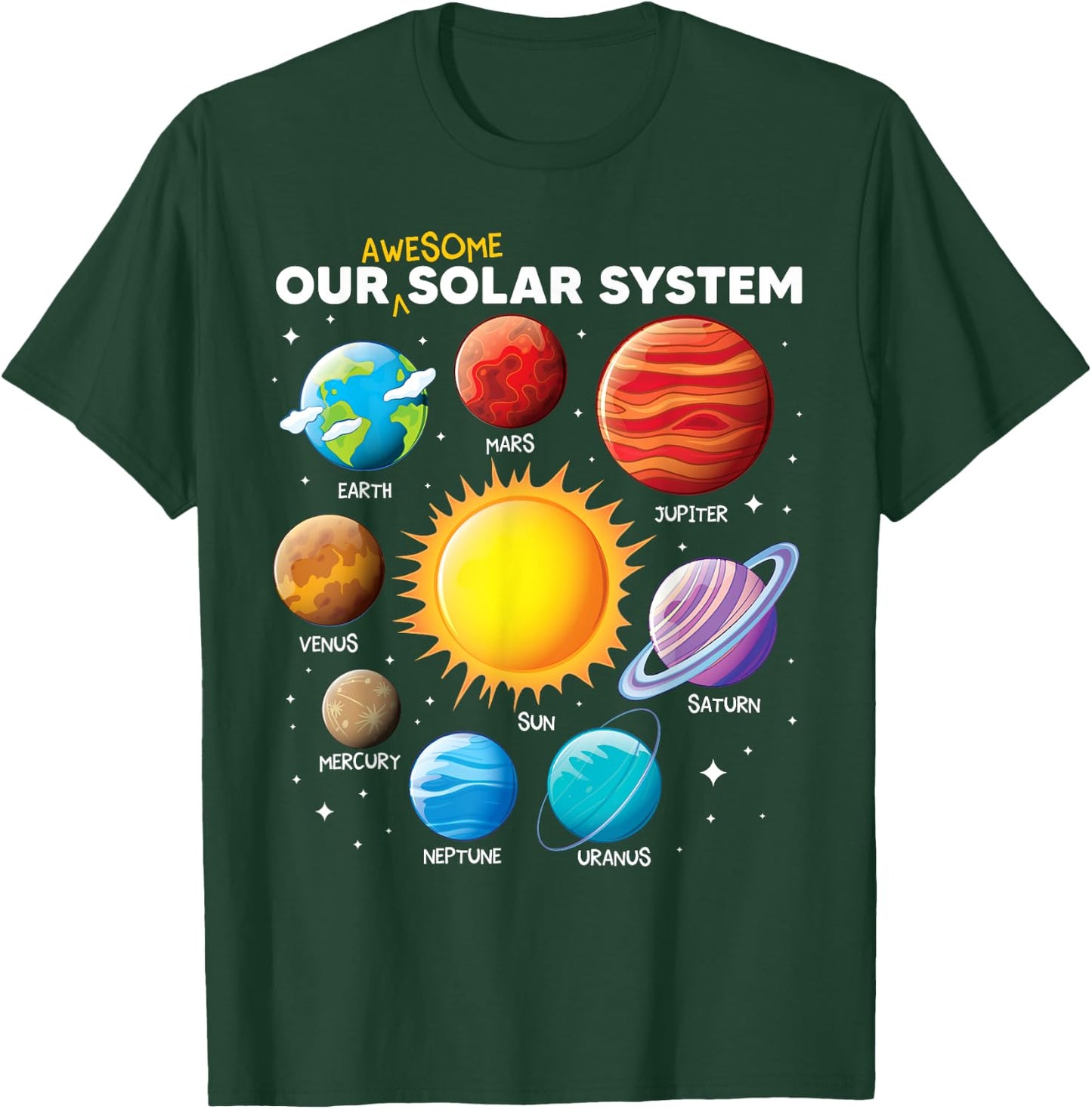 Our Awesome Solar System Planets Space boys girls science T-Shirt - T-Shirt | Forest