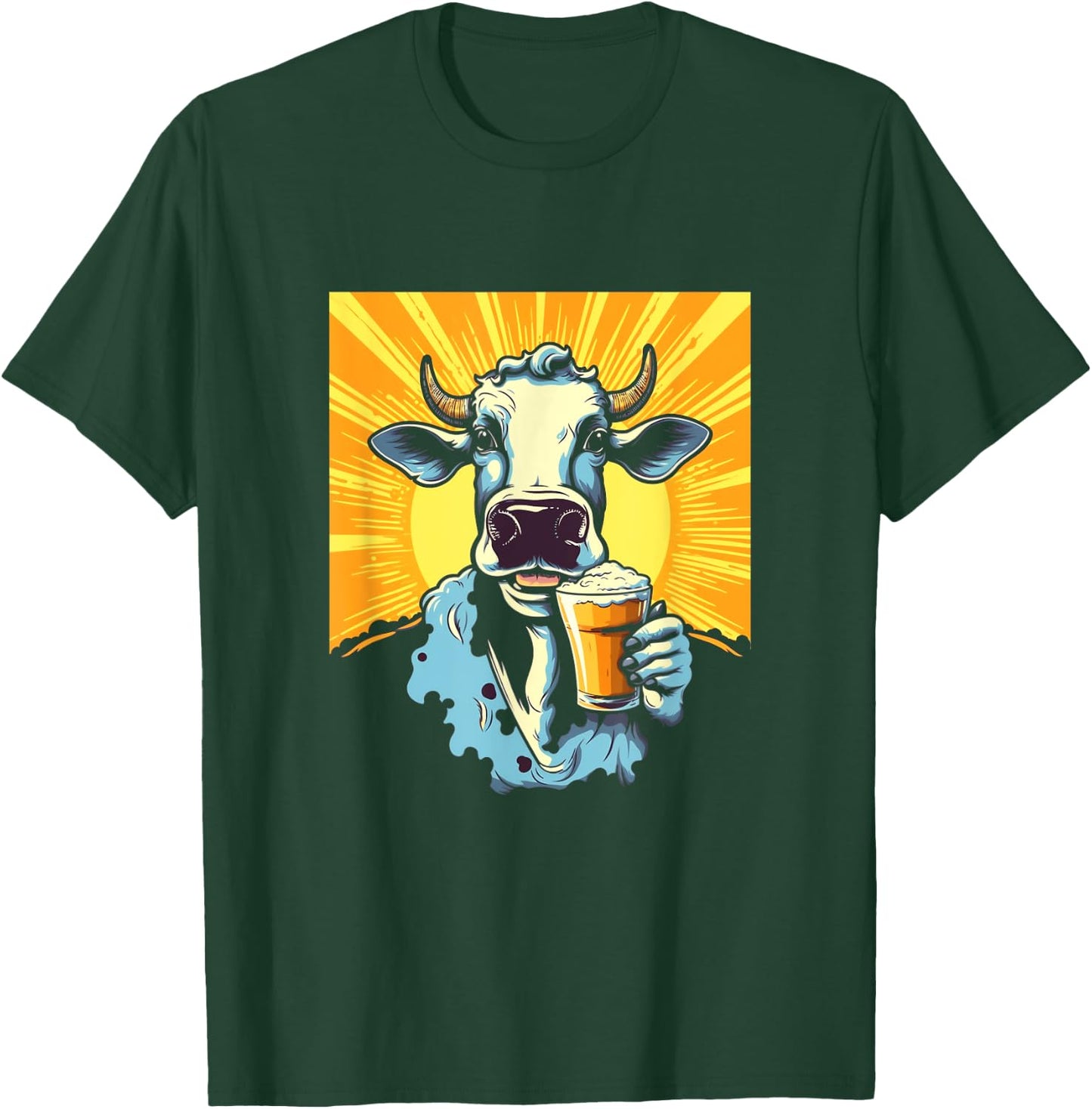 Cow Drinking Beer Glass Mug Brew Beer Drinker Drunk Cows T-Shirt - T-Shirt | Forest