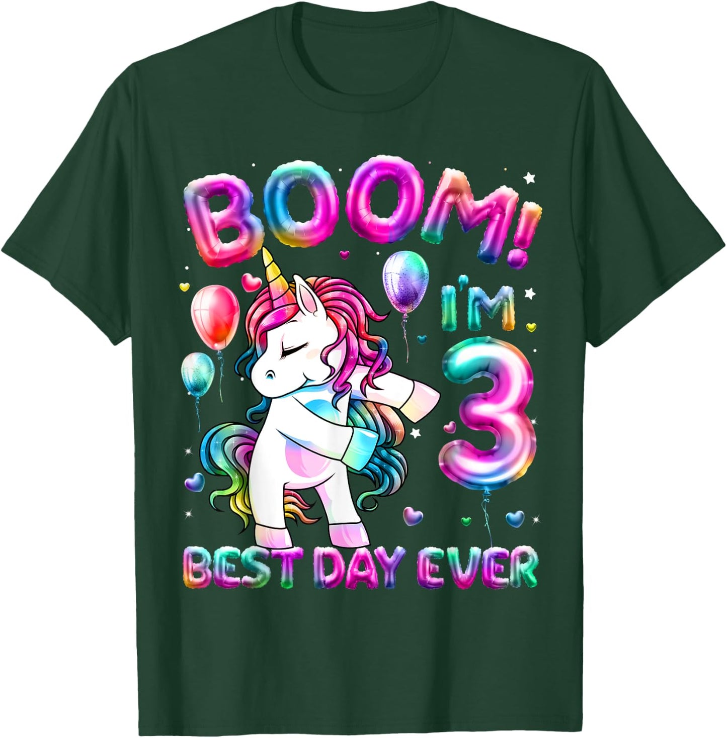 3 Years Old Flossing Unicorn Gifts 3rd Birthday Girl Party T-Shirt - T-Shirt | Forest