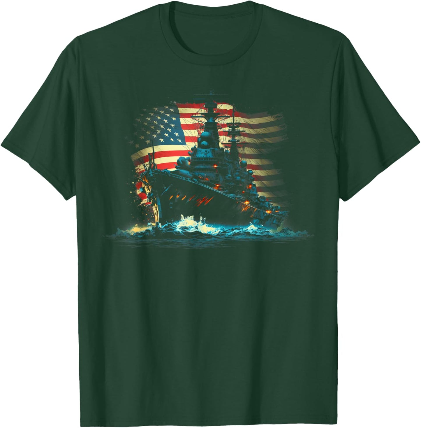 Battleship America Sea T-Shirt - T-Shirt | Forest