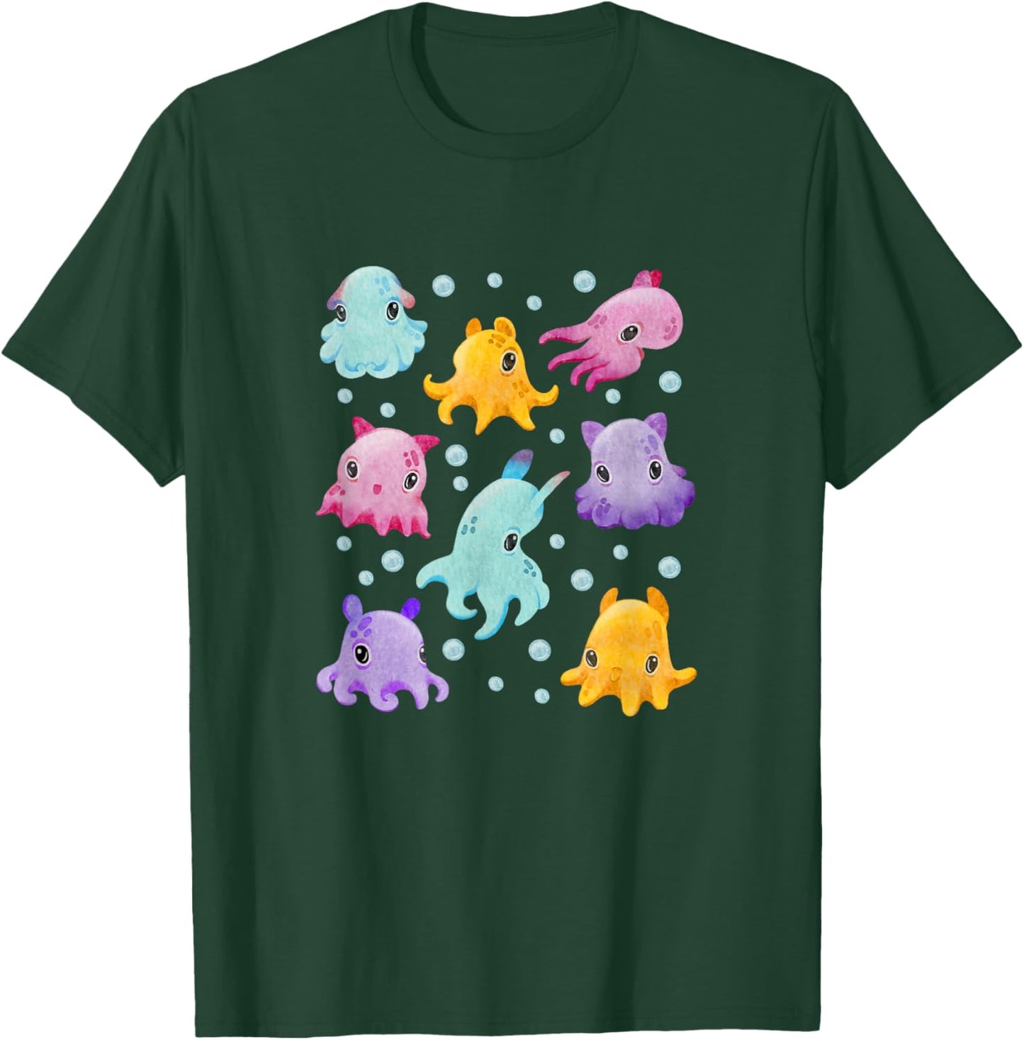Dumbo Octopus, Cute Octopus Gift, Cute Watercolor Octopuses T-Shirt - T-Shirt | Forest