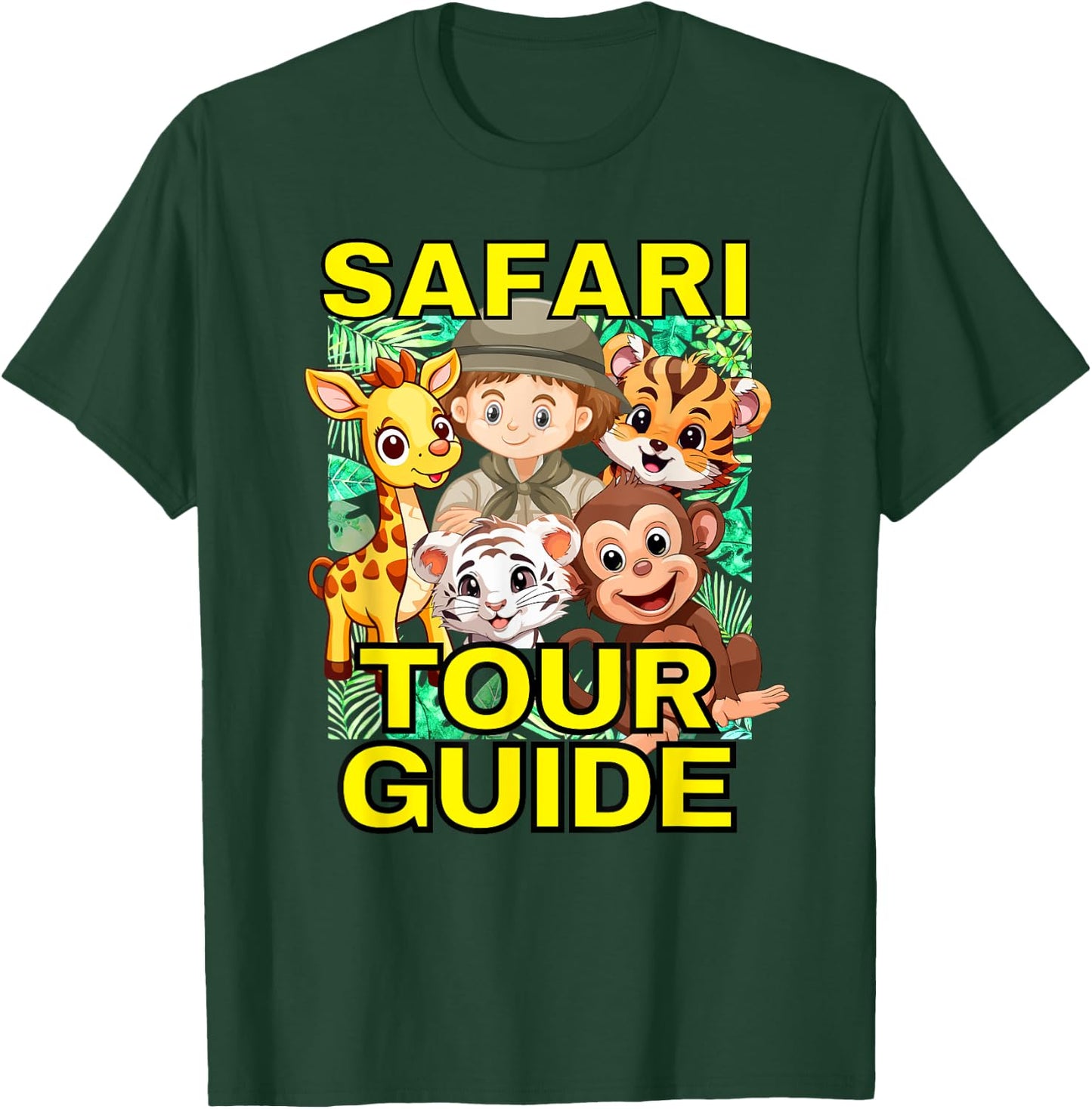 Safari Tour Guide Cute Animal Graphics T-Shirt - T-Shirt | Forest