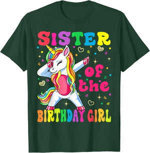 Sister of the Birthday Princess Girl Dabbing Unicorn T-Shirt - T-Shirt | Forest