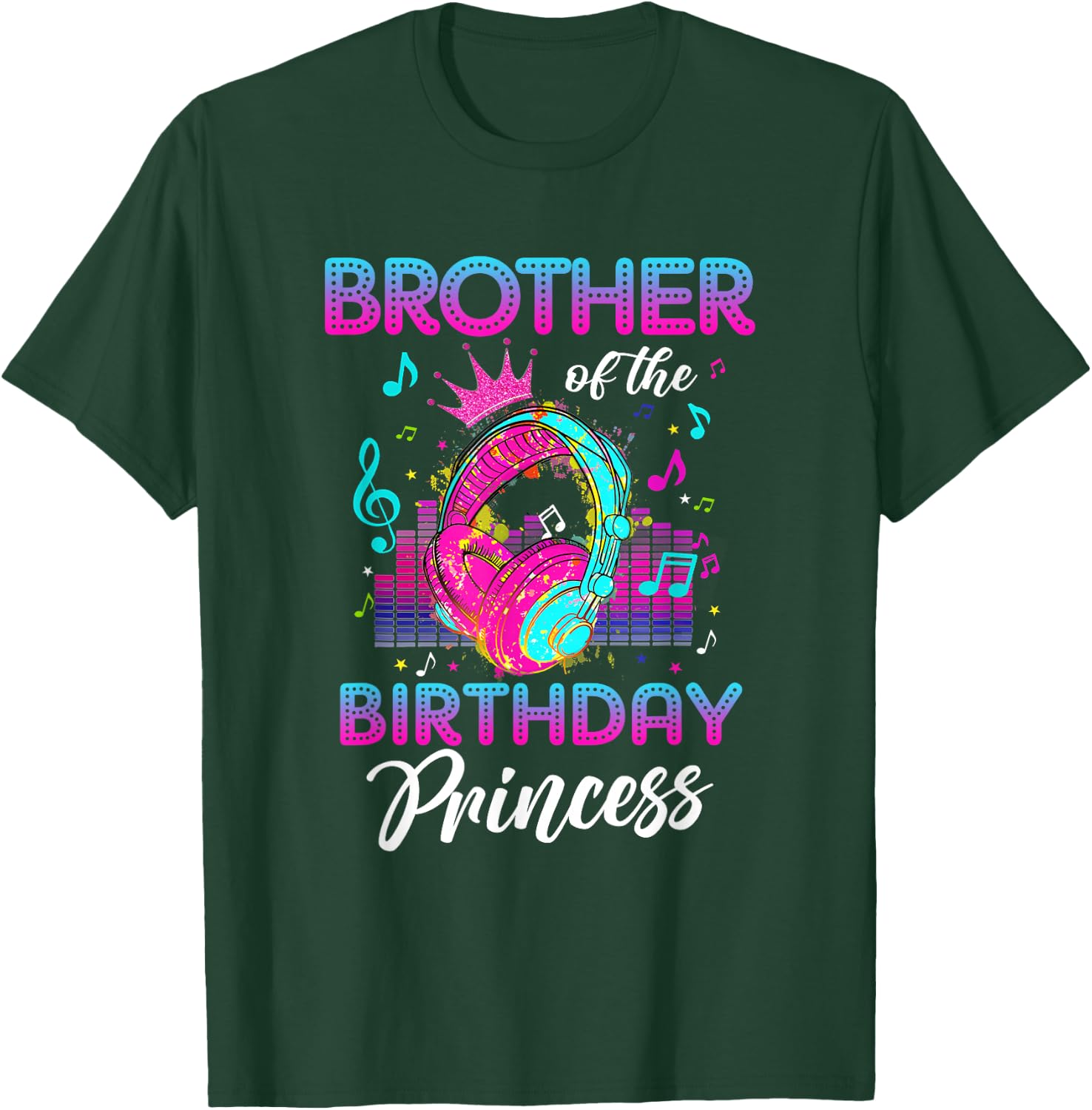 Brother of the Birthday Princess Rockstars Theme Music Party T-Shirt - T-Shirt | Forest