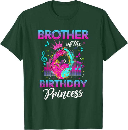 Brother of the Birthday Princess Rockstars Theme Music Party T-Shirt - T-Shirt | Forest