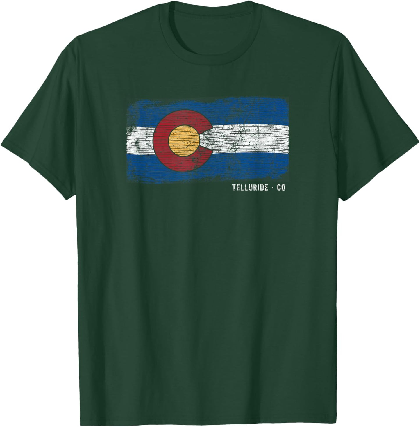 Telluride Colorado Retro Flag Graphic T-Shirt - T-Shirt | Forest
