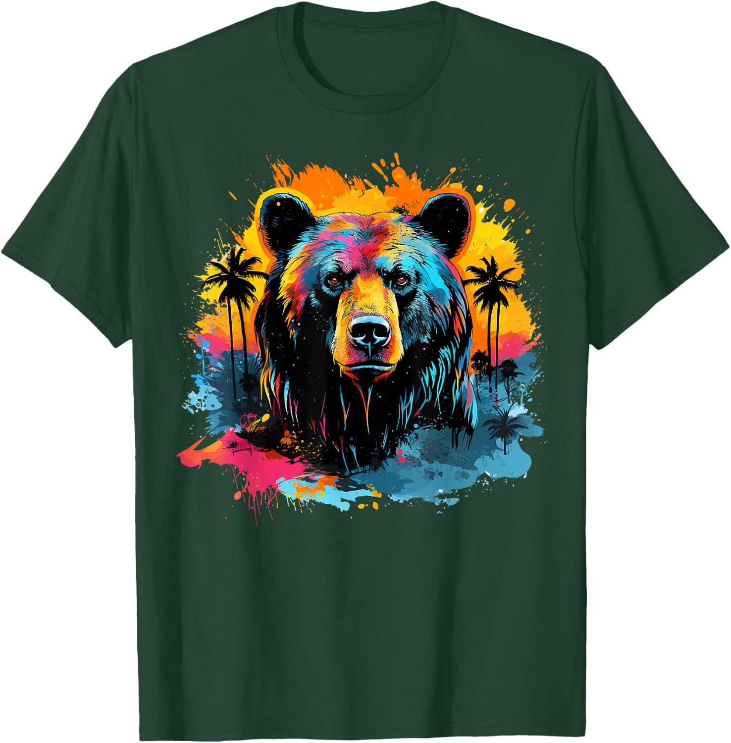 Florida Black Bear Wildlife Animal Lover Colorful Splash Art T-Shirt - T-Shirt | Forest