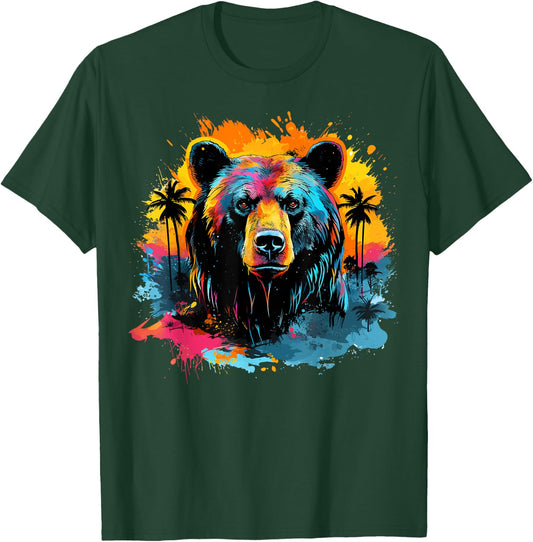 Florida Black Bear Wildlife Animal Lover Colorful Splash Art T-Shirt - T-Shirt | Forest