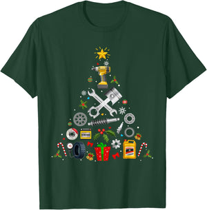 Mechanic Christmas Ornament Tree In Garage Car Mechanic 2025 T-Shirt - T-Shirt | Forest