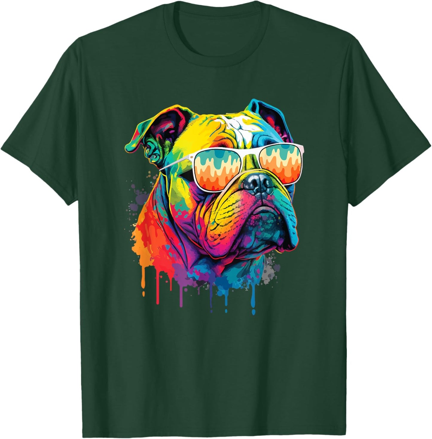 Groovy Retro English Bulldog - Dog Animal Lover Puppy Owner T-Shirt - T-Shirt | Forest