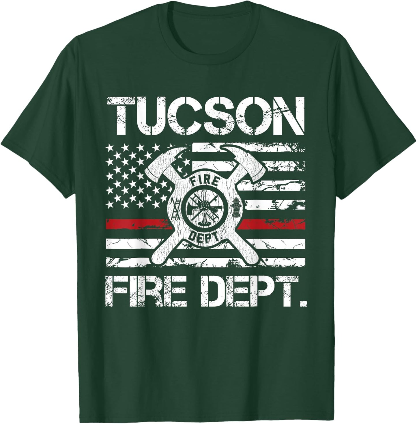 Tucson Arizona Fire Department Thin Red Line Fireman T-Shirt - T-Shirt | Forest