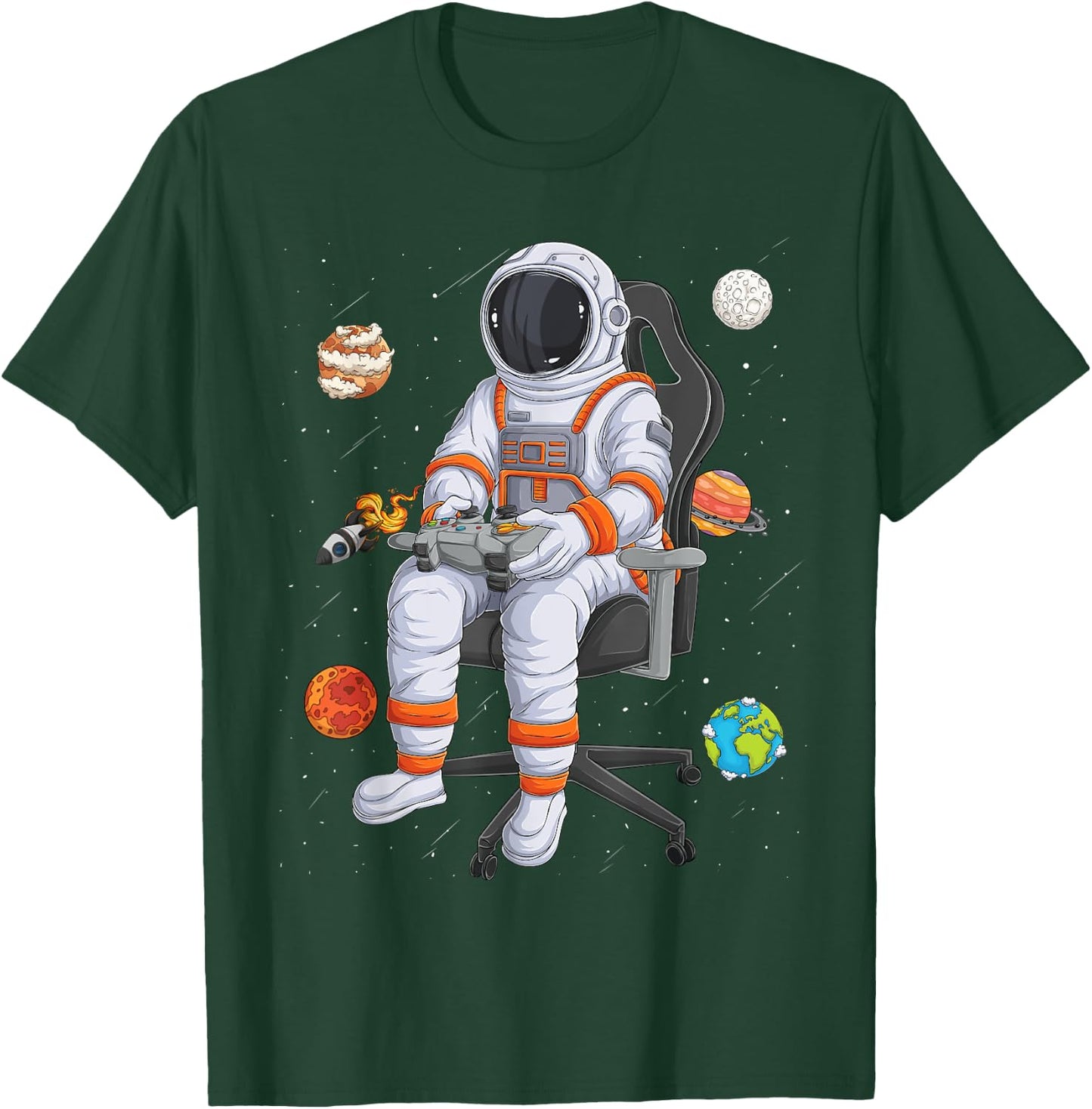 Astronaut Gamer Outer Space Men kids Gaming System Planets T-Shirt - T-Shirt | Forest