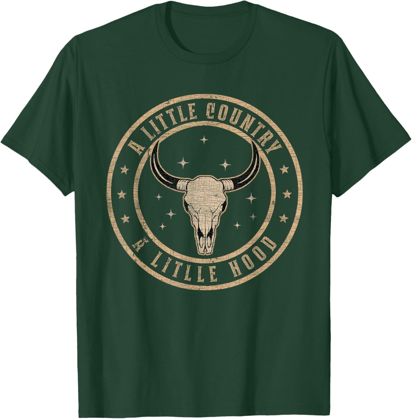 A Little Country A litlle Hood Vintage Bull Skull Western T-Shirt - T-Shirt | Forest