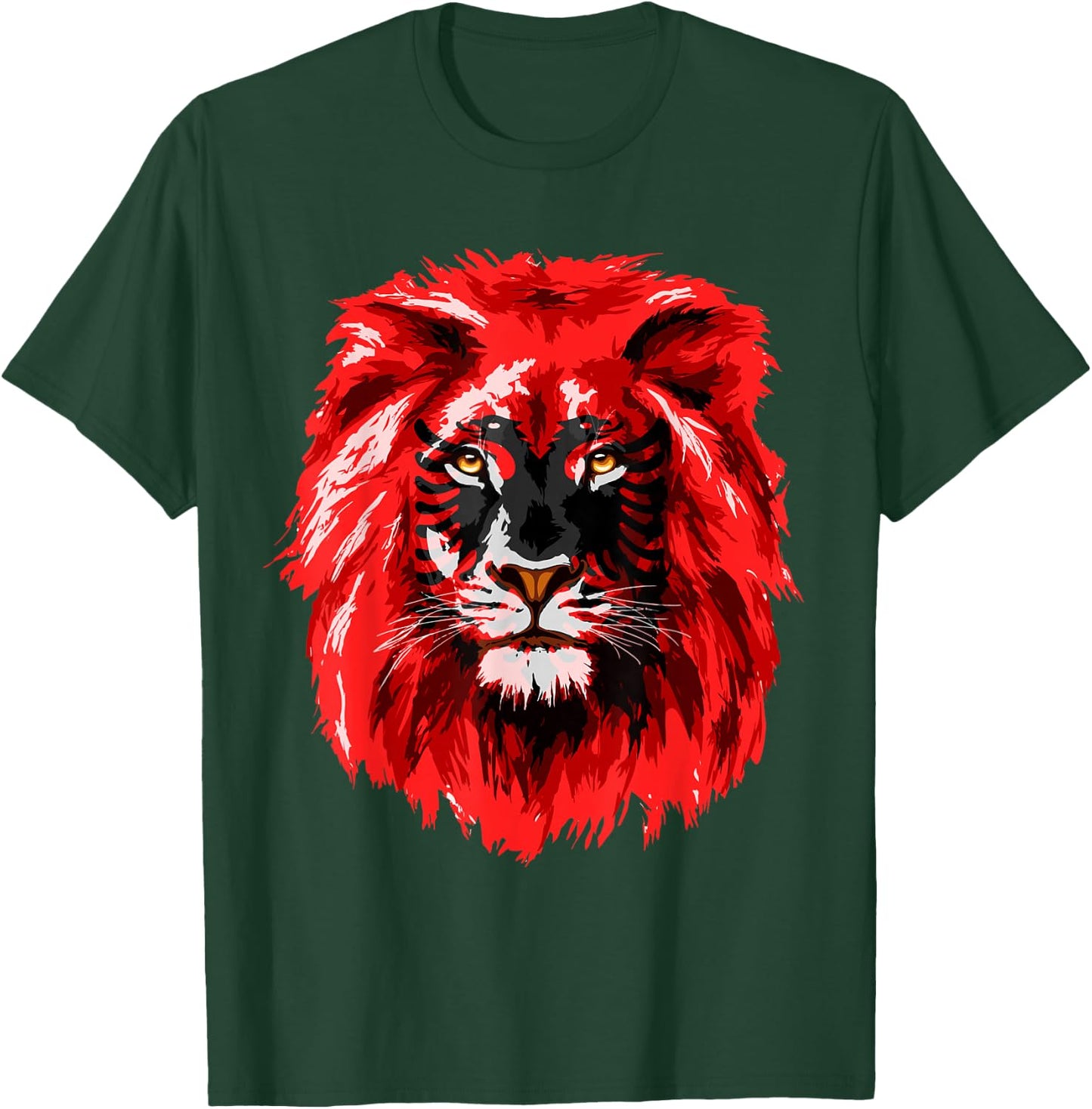 Flag of Albania Lion Face Albanian Albania Flag T-Shirt - T-Shirt | Forest