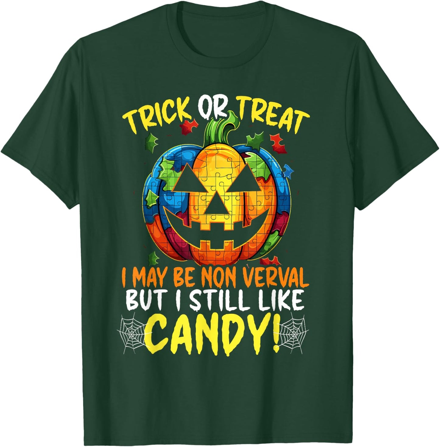 Autism Halloween Puzzle Trick Or Treat Autism Awareness T-Shirt - T-Shirt | Forest