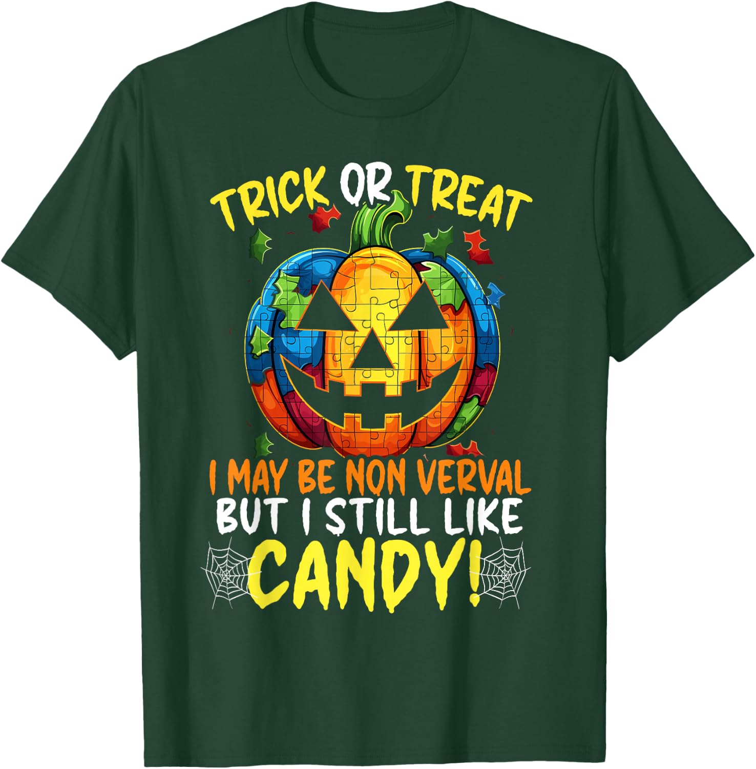 Autism Halloween Puzzle Trick Or Treat Autism Awareness T-Shirt - T-Shirt | Forest