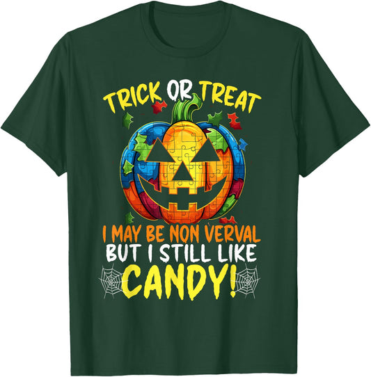 Autism Halloween Puzzle Trick Or Treat Autism Awareness T-Shirt - T-Shirt | Forest