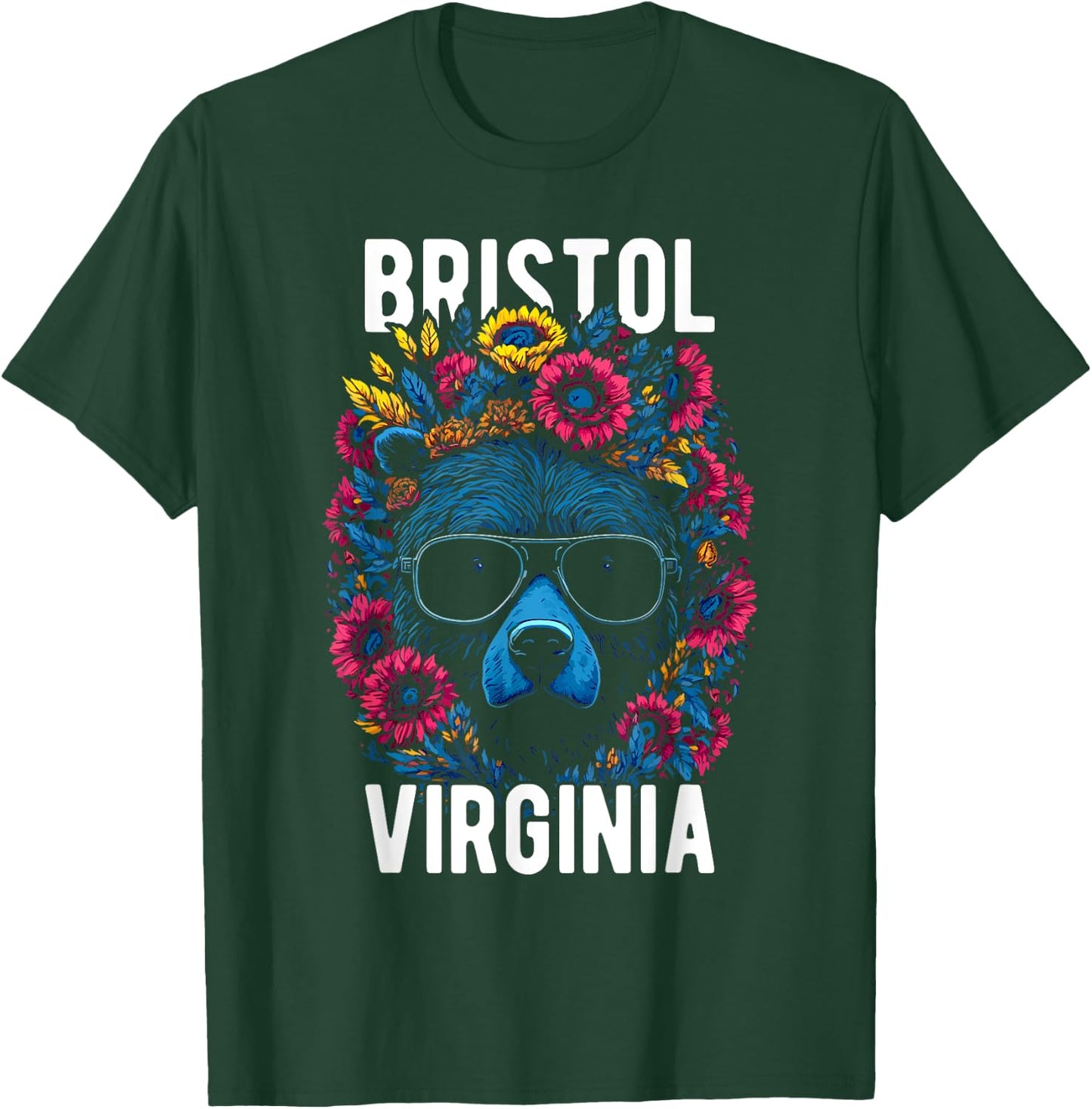 Bristol Virginia USA Bear with Flowers Design T-Shirt - T-Shirt | Forest