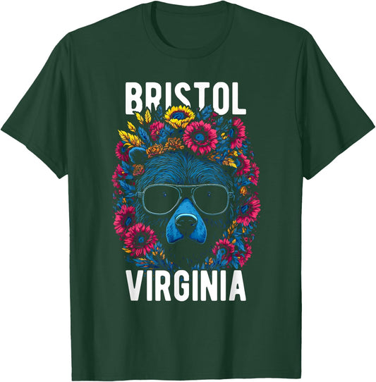 Bristol Virginia USA Bear with Flowers Design T-Shirt - T-Shirt | Forest