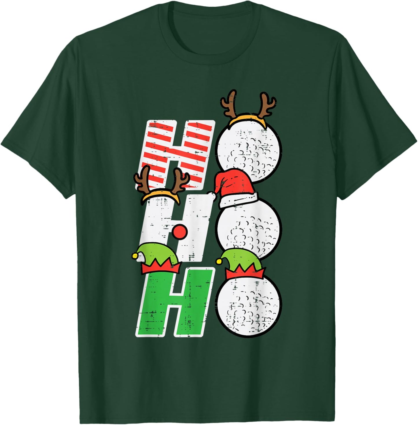 Christmas Golf Ho Ho Ho Funny Xmas Golfing Sports Golfer Men T-Shirt - T-Shirt | Forest