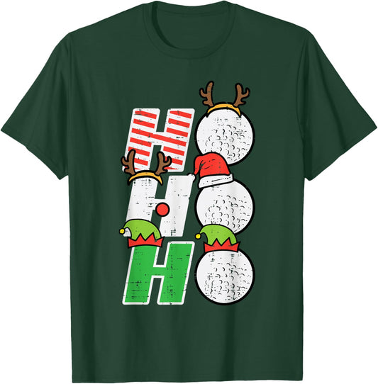 Christmas Golf Ho Ho Ho Funny Xmas Golfing Sports Golfer Men T-Shirt - T-Shirt | Forest