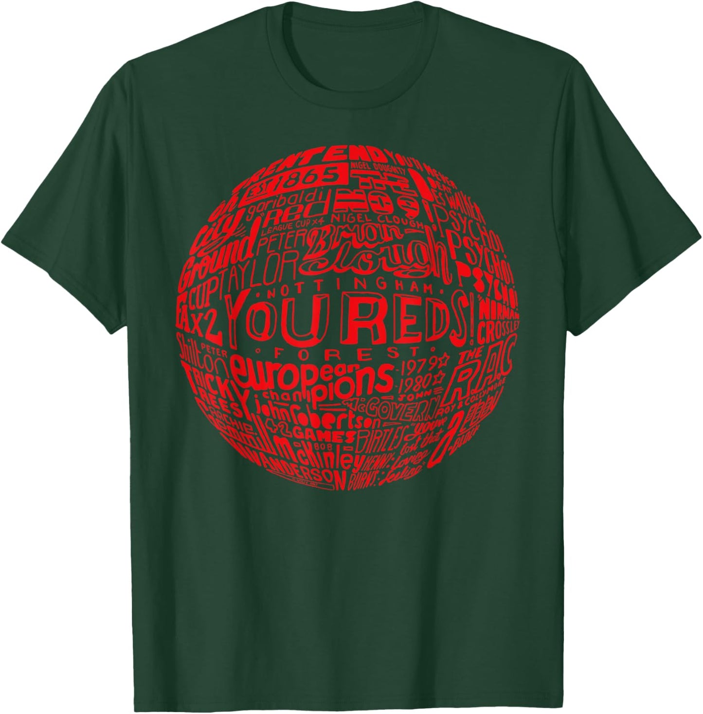 Nottingham Forest red Typography Football T-Shirt - T-Shirt | Forest