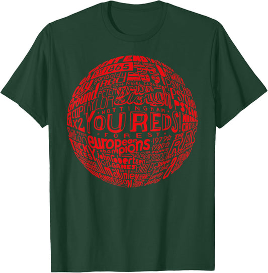 Nottingham Forest red Typography Football T-Shirt - T-Shirt | Forest