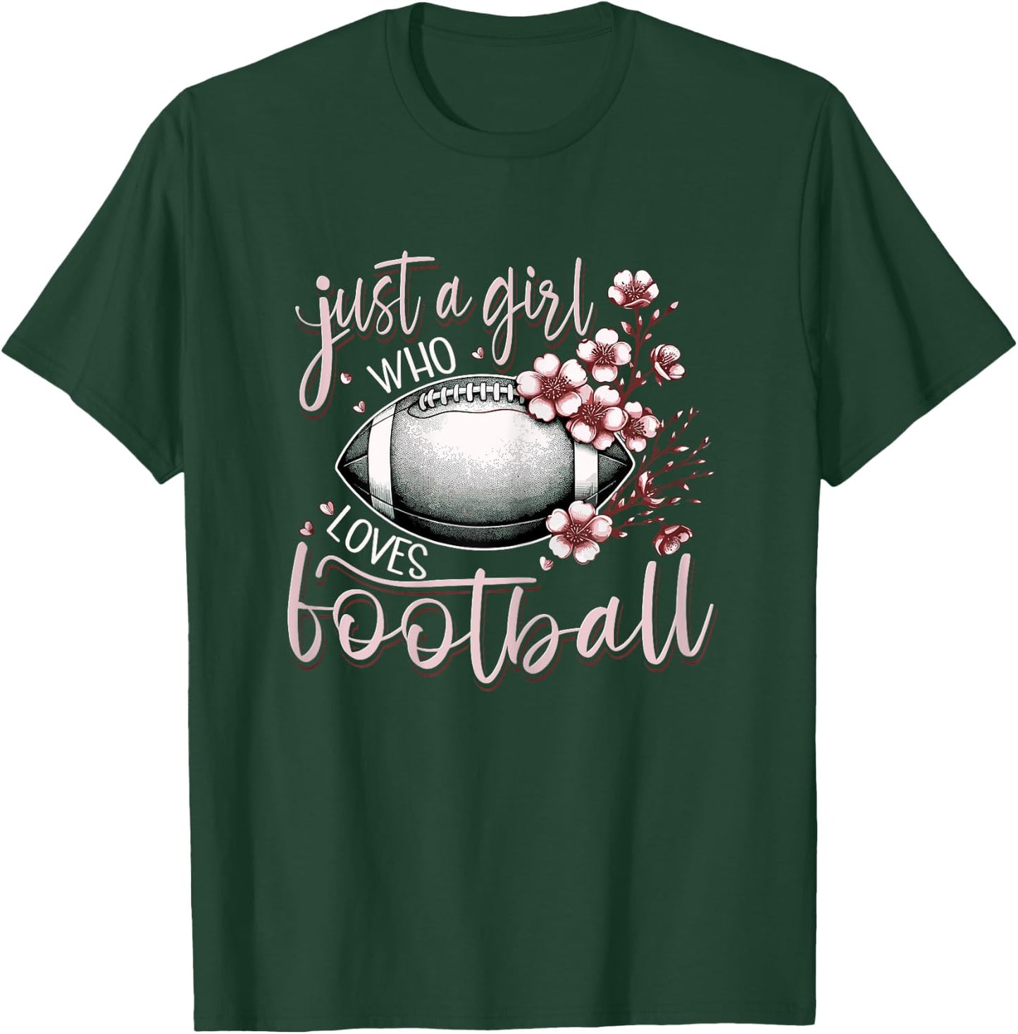 Just A Girl Who Loves Football Cherry Blossoms Women T-Shirt - T-Shirt | Forest