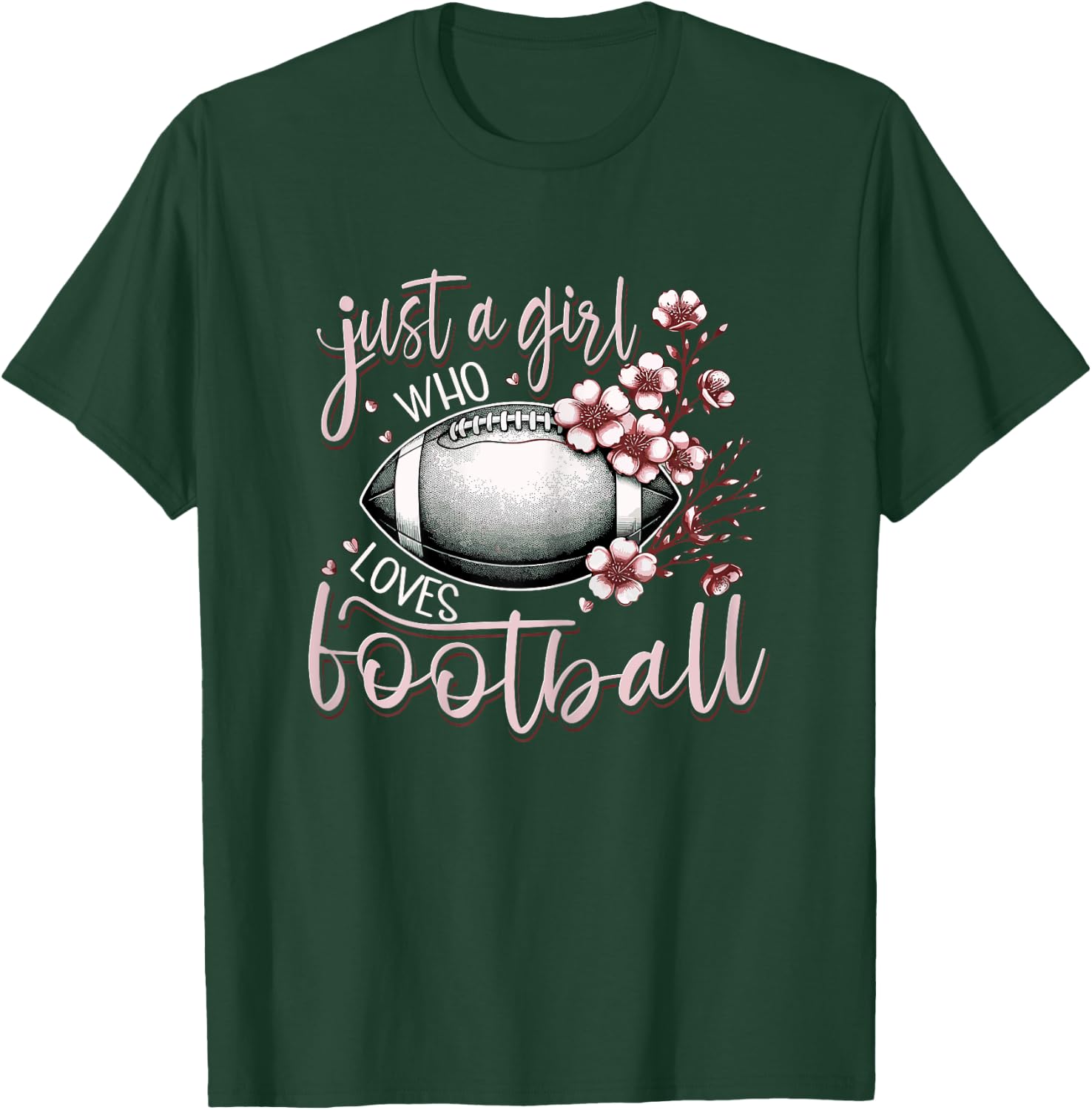 Just A Girl Who Loves Football Cherry Blossoms Women T-Shirt - T-Shirt | Forest