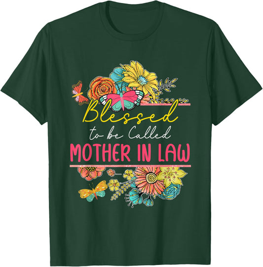 Blessed To Be Called Mother In Law Floral Butterflies Lover T-Shirt - T-Shirt | Forest