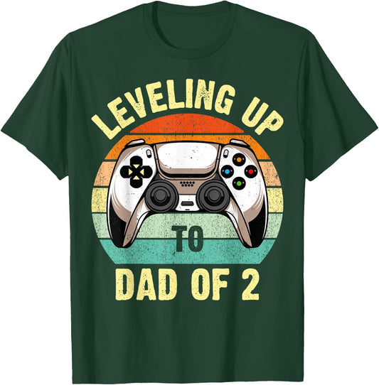 Daddy Again Leveling Up To Dad of 2 Dad T-Shirt - T-Shirt | Forest