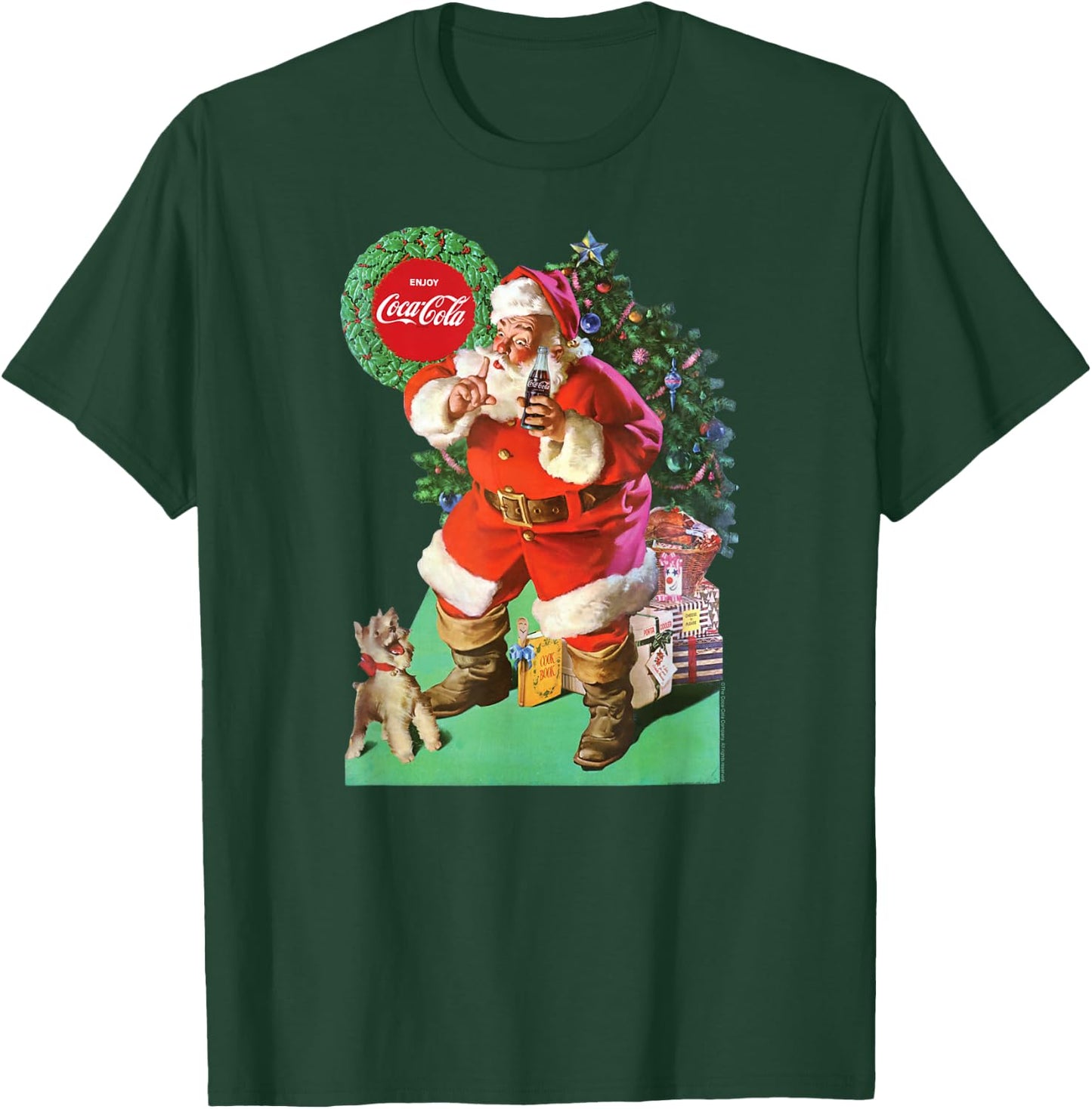 Coca-Cola - Vintage Santa With Dog Men Women T-Shirt - T-Shirt | Forest